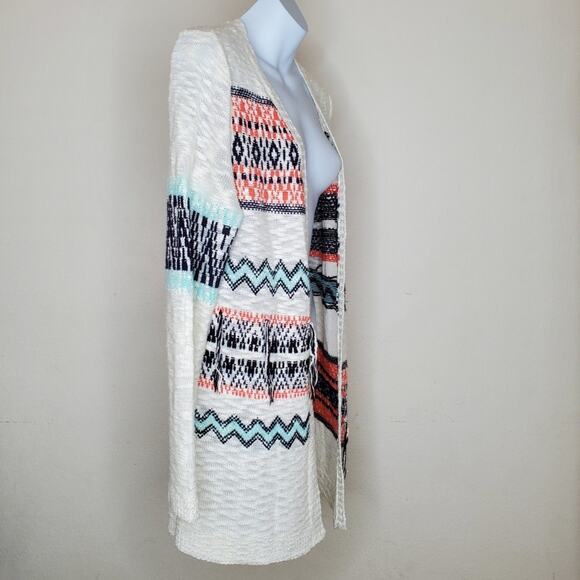 Pink Rose Bohemian Ethnic Cardigan Duster Sweater Size L - Picture 3 of 8
